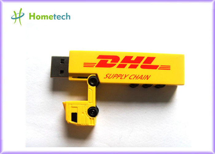 黄色く創造的なトラック ギフトを広告するためのプラスチック USB のフラッシュ ドライブ 8GB