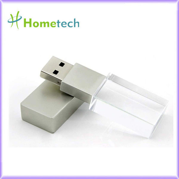 注文の団体のギフト ガラスusbの棒pendrive USB 2.0 3.0水晶LED 64GBのフラッシュ・メモリの棒