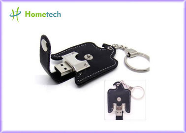 キー ホルダー 8GB USB 2.0 の黒い革 USB のフラッシュ ディスク記憶棒