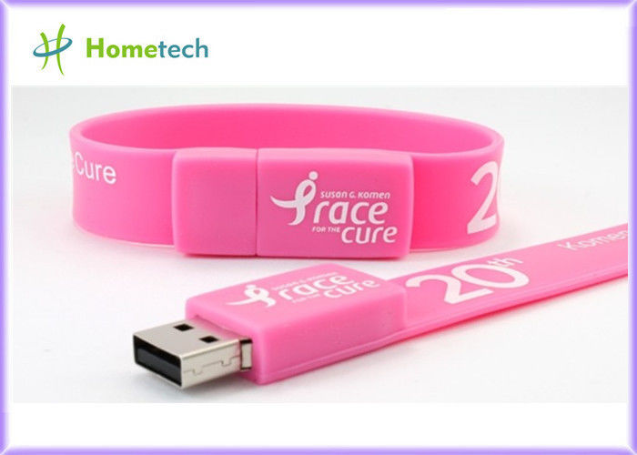 ピンクのケイ素のバンドUSBのフラッシュ ドライブ ケイ素のブレスレットUSBのフラッシュ・メモリ、多色USB 2.0のブレスレットの記憶棒