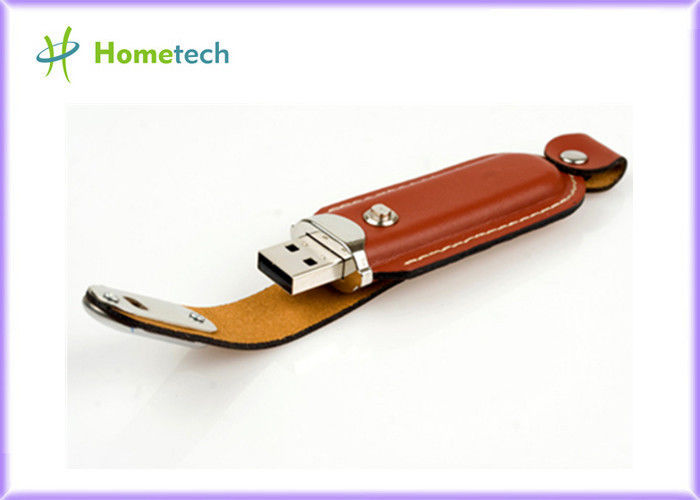 携帯用創造的な革 USB の棒/黒革 USB の記憶ディスク